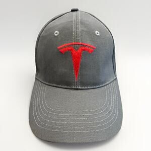 Tesla Mens Gray TDG Tesla Drivers Group Embroidered Adjustable Strapback Hat Cap